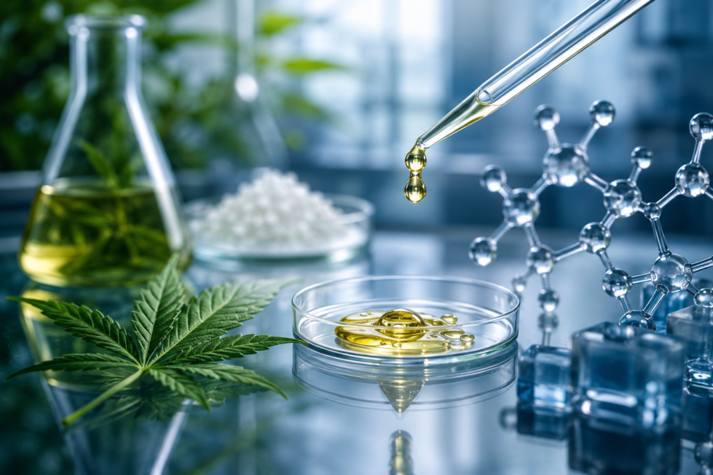 Transformation en laboratoire d’un cannabinoïde végétal en molécule semi-synthétique